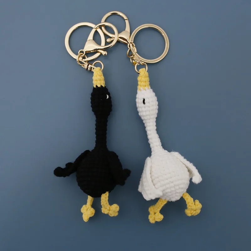 New Wool Woven Swan Pendant Lying Flat Goose Hand-crocheted Keychain Creative Hand-made Finished Product