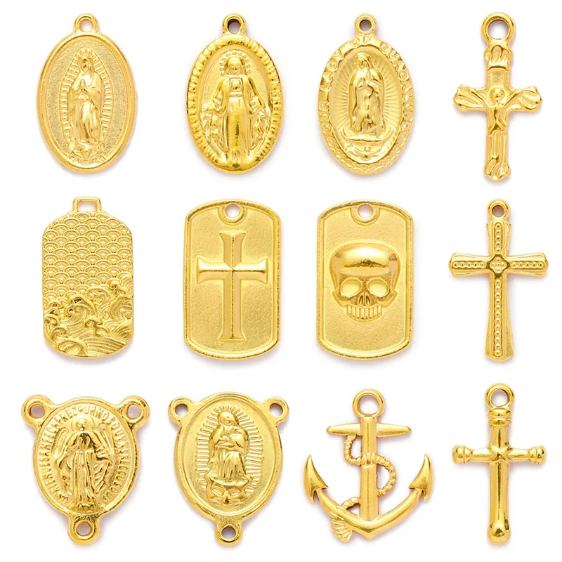 Retro Human Cross Titanium Steel Plating DIY Ornament Accessories