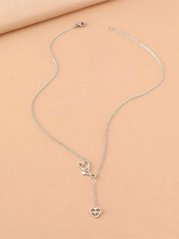 Simple Style Heart Shape 304 Stainless Steel Women's Pendant Necklace