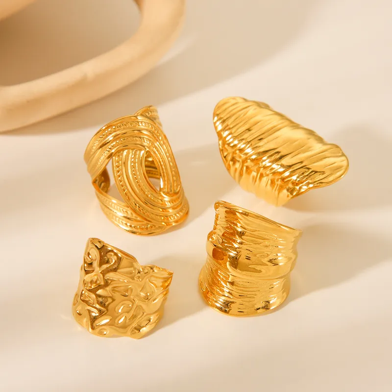 IG Style Casual Simple Style Geometric 304 Stainless Steel Titanium Steel 18K Gold Plated Women's Open Rings