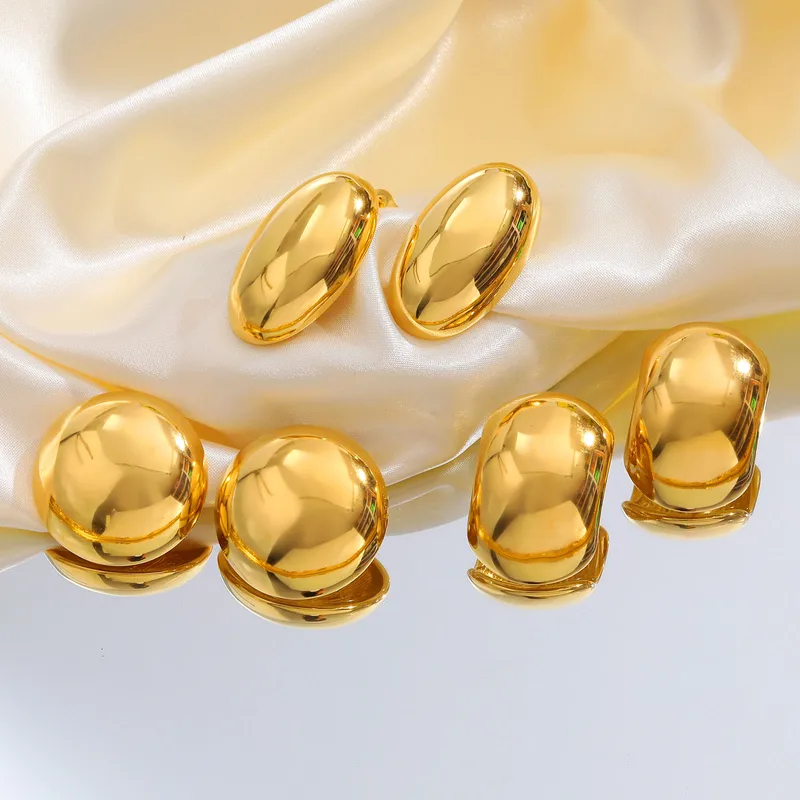 Simple Style Geometric Plating 304 Stainless Steel 18K Gold Plated Butterfly Backs Ear Studs