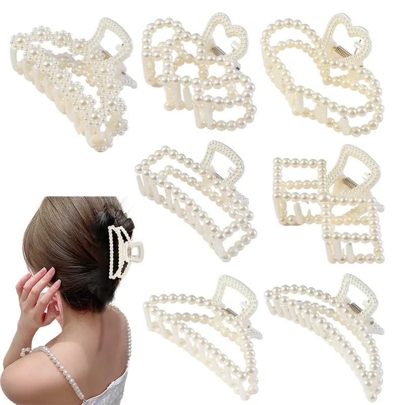 Women's Elegant Lady Heart Shape Bow Knot Plastic Hair Claws