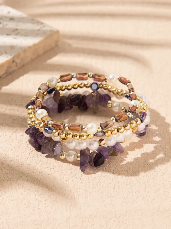 Casual Sweet Commute Round Natural Stone Crystal Glass Women's Bracelets