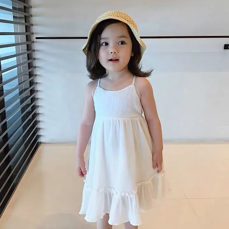 Girl'S Elegant Cute Solid Color Cotton Girls Dresses