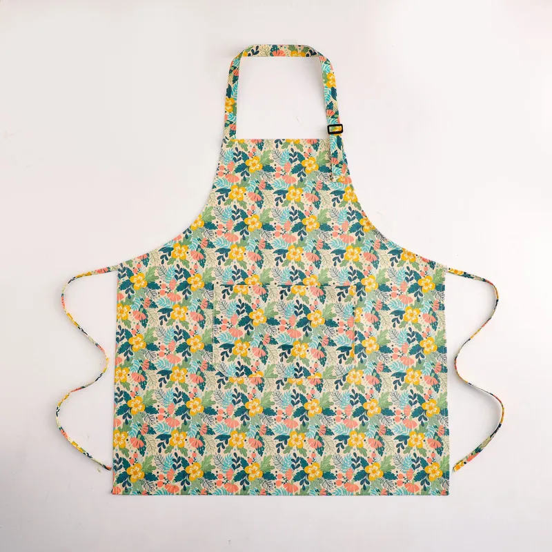 Modern Style Artistic Ditsy Floral Flower Canvas Cooking Aprons 1 Piece