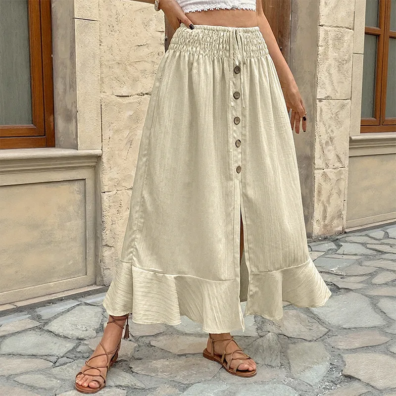 Women's Skirt Casual Simple Style Streetwear Solid Color Maxi Long Dress Holiday Selfie