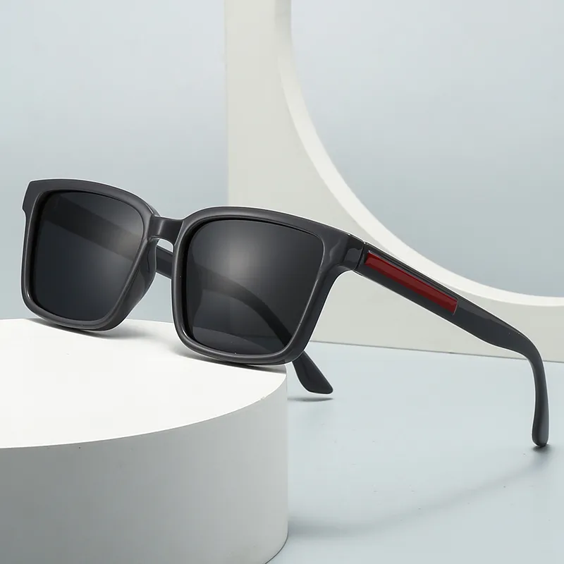 Simple Style Solid Color PC Polarized Light Square Full Frame Glasses