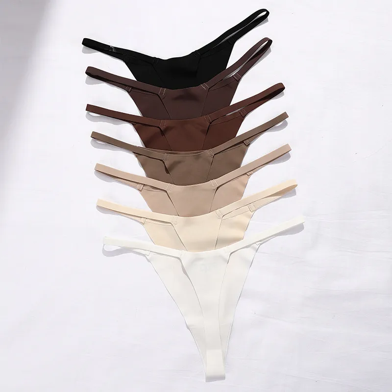Solid Color Seamless Breathable Quick Dry Low Waist T/thong Panties