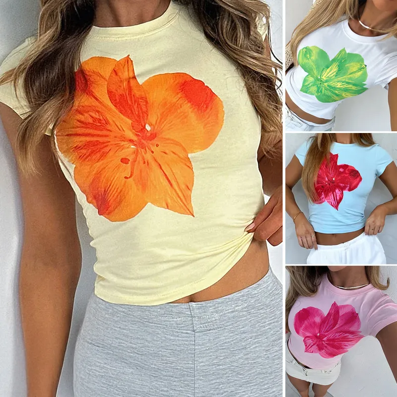 Women's T-shirt Short Sleeve T-Shirts Casual Flower