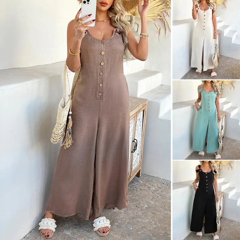 Women's Daily Casual Solid Color Ankle-Length Jumpsuits