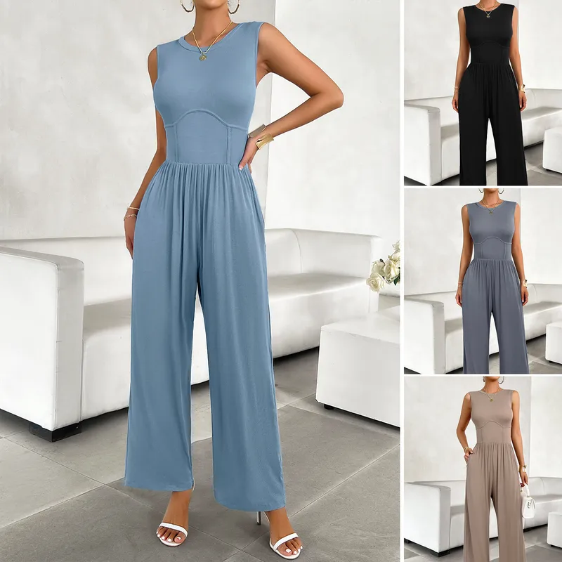 Women's Holiday Daily Casual Simple Style Streetwear Solid Color Full Length Jumpsuits