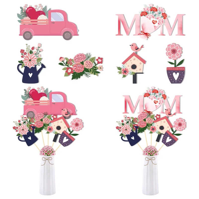 Cute Letter Flower Paper Vase Plug-in Artificial Decorations