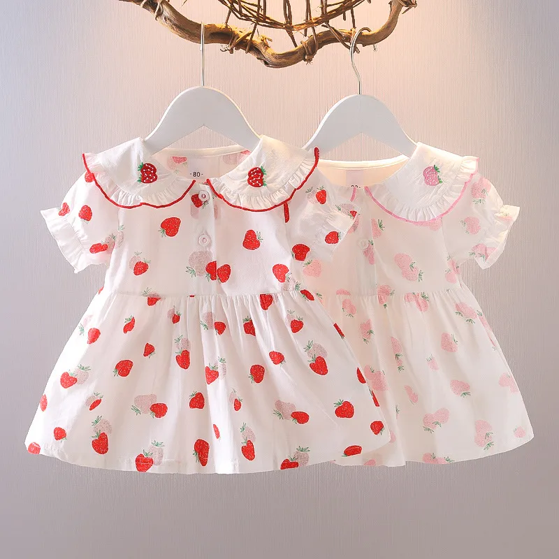 Baby Girl'S Girl'S Princess Cute Strawberry Cotton Girls Dresses