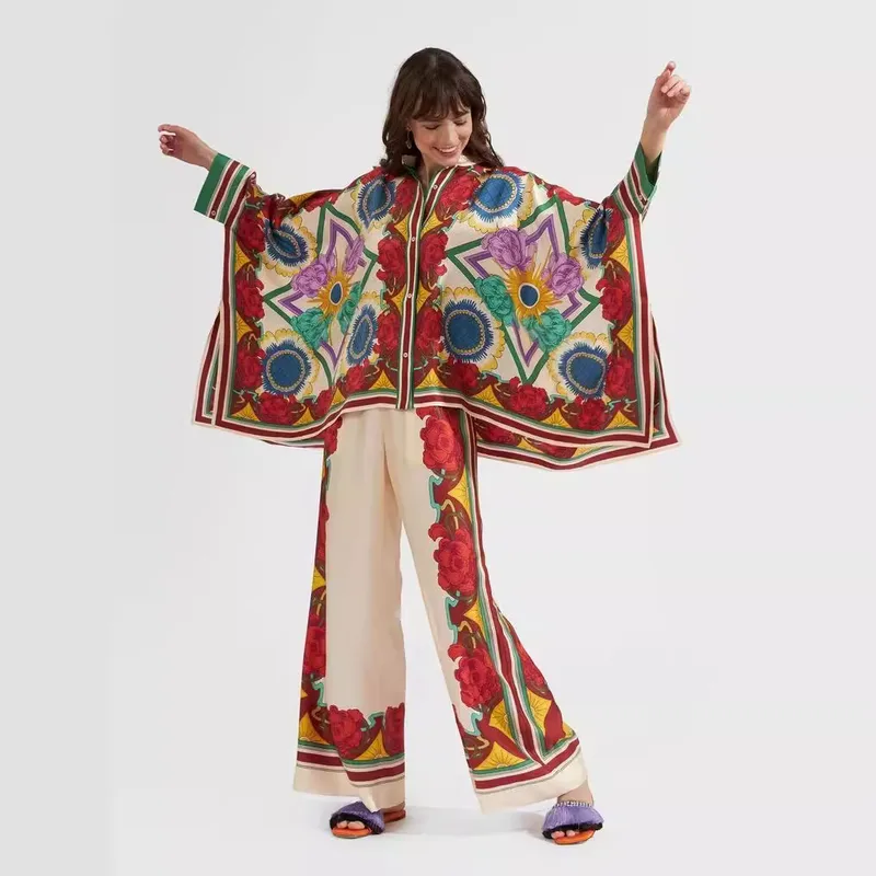 Holiday Daily Women's Elegant Printing Polyester Leisure Suit Pant Co-ord Set Shorts Sets