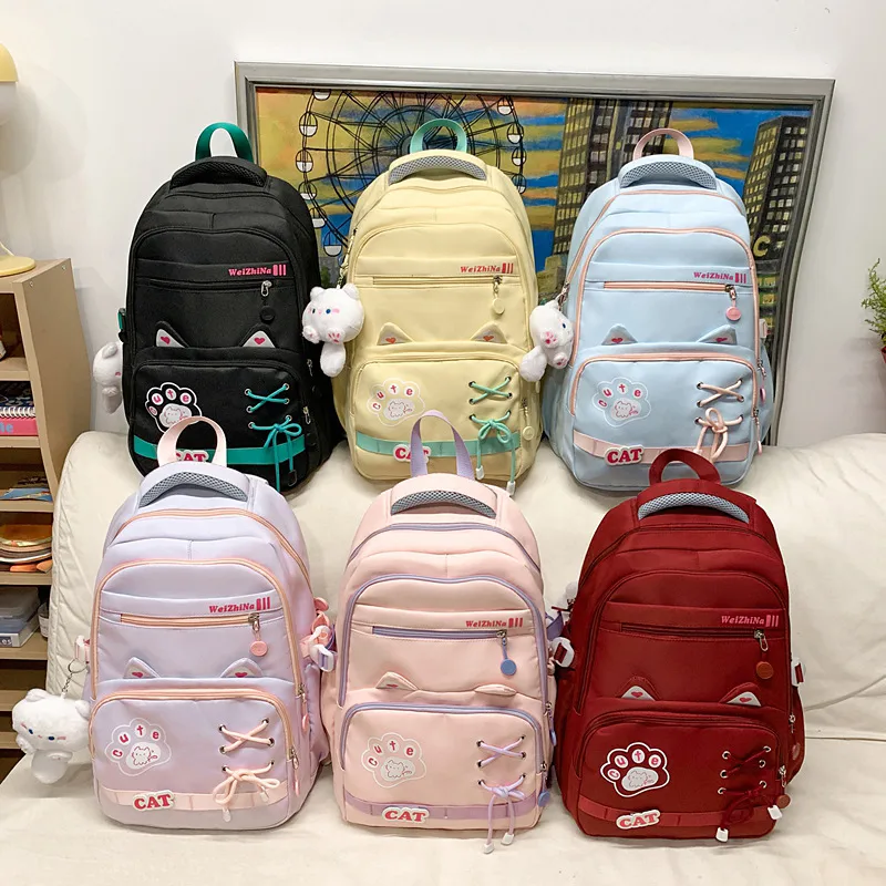 Color Block Casual School School Backpack