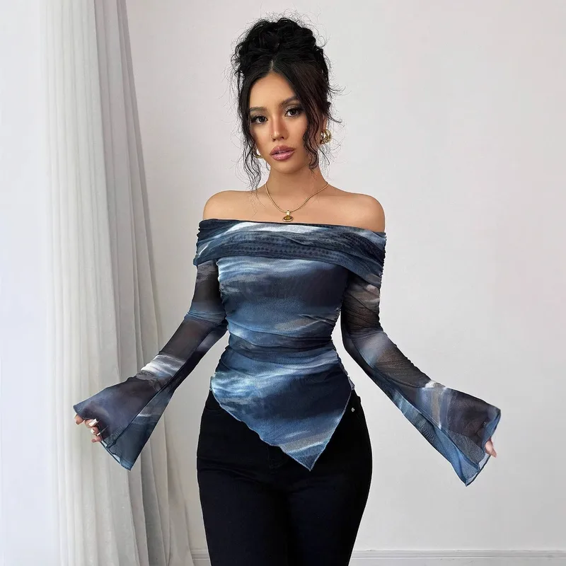 Women's Adults T-shirt Pullovers Long Sleeve T-Shirts European And American Wind Streetwear Geometric