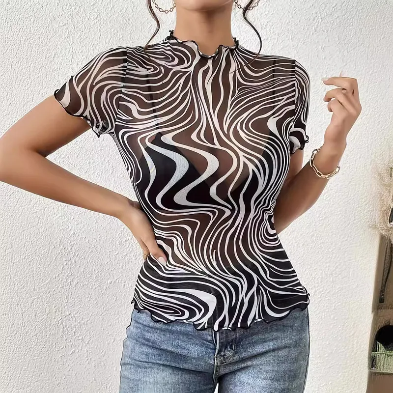 Women's Adults T-shirt Pullovers Short Sleeve T-Shirts Elegant Style Temperament Commuter Animal Pattern