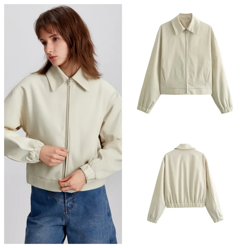 Women's Elegant Solid Color Zipper Coat