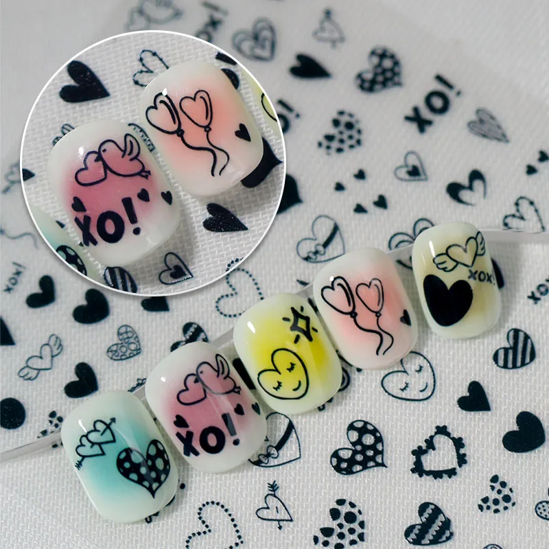IG Style Cartoon Style Cute Heart Shape Bird Nail Stickers Nail Decoration Accessories