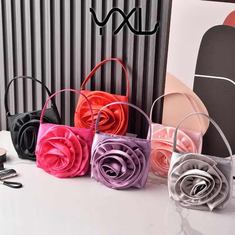 Silver Black Red Satin Flower Square