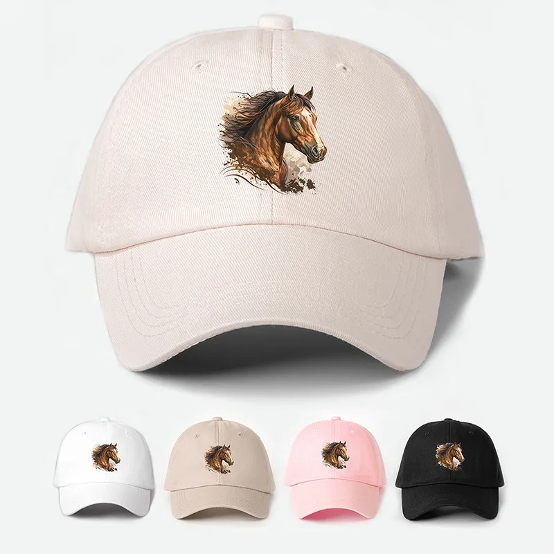 Unisex Casual Simple Style Streetwear Horse Embroidery Curved Eaves Baseball Cap
