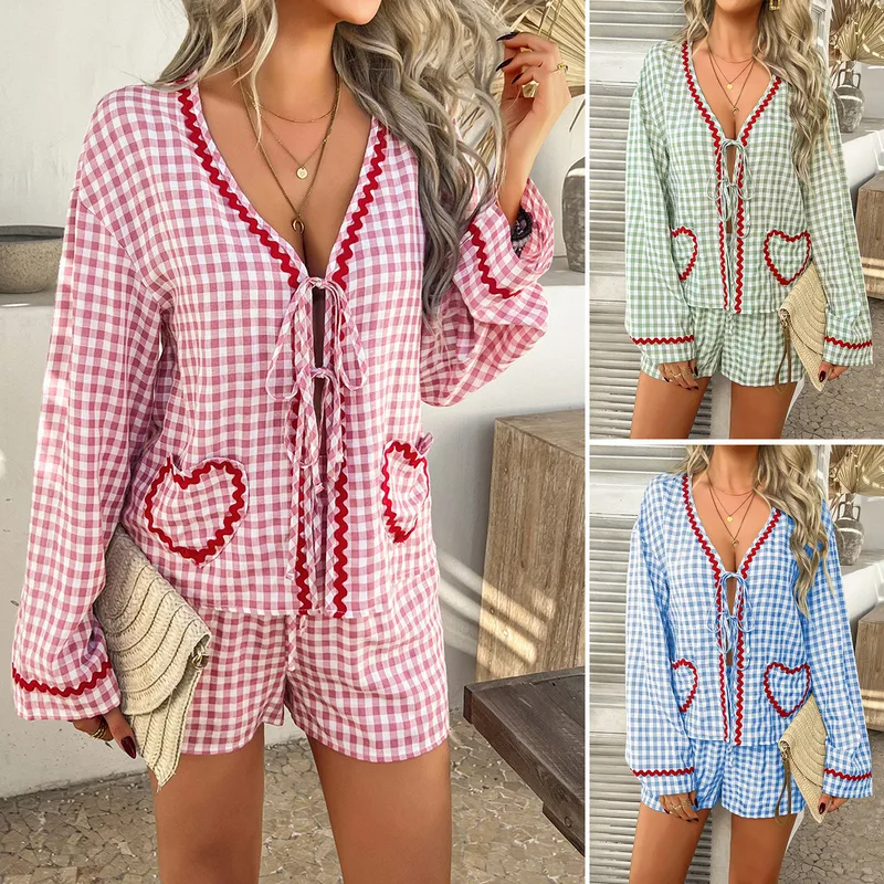 Holiday Daily Women's Casual Simple Style Streetwear Plaid Woven Polyester Viscose Fiber Shorts Co-ord Set Shorts Sets