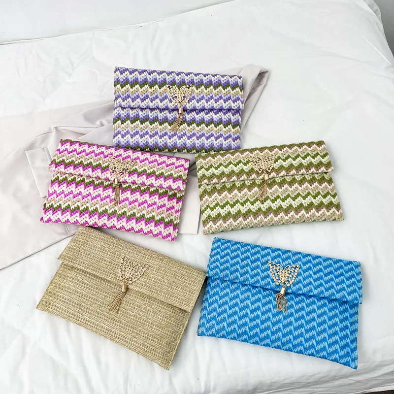 Women's Small Braid Butterfly Streetwear Weave Square Magnetic Buckle Envelope Bag