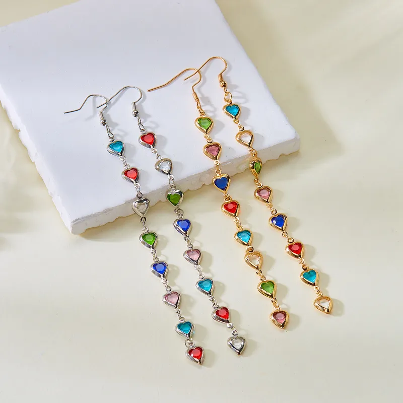 1 Pair Glam Luxurious Queen Heart Shape Artificial Crystal Copper Drop Earrings