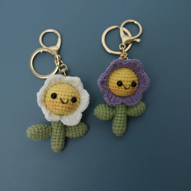 1 Piece Cute Pastoral Flower Yarn Women's Bag Pendant Keychain