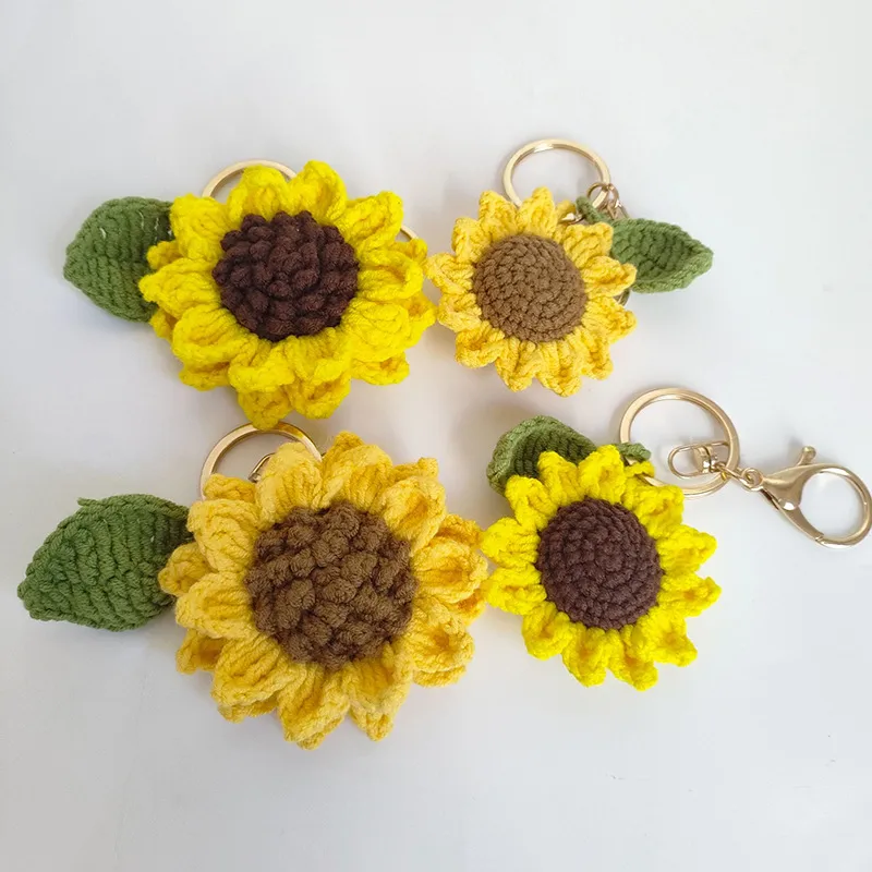1 Piece Pastoral Sunflower Yarn Knitting Bag Pendant Keychain