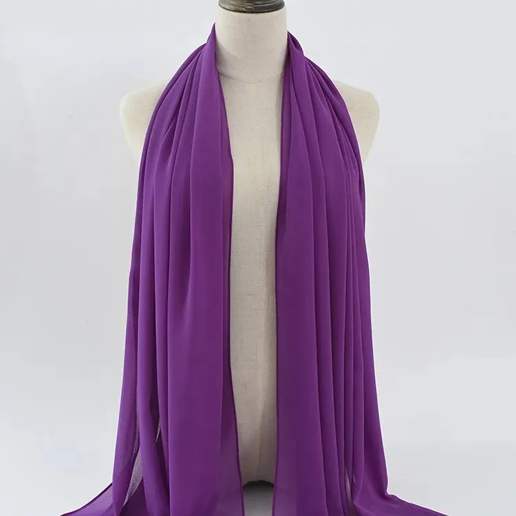 132 Colors In Stock Solid Color 148S Full Scarf Baotou Scarf Pearl Chiffon Bubble Scarf Chiffon Beads Ethnic Headscarf