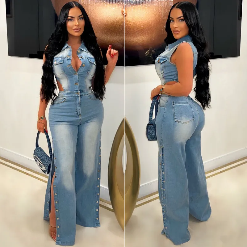 Women's Daily Casual Solid Color Full Length Hollow Out Jumpsuits