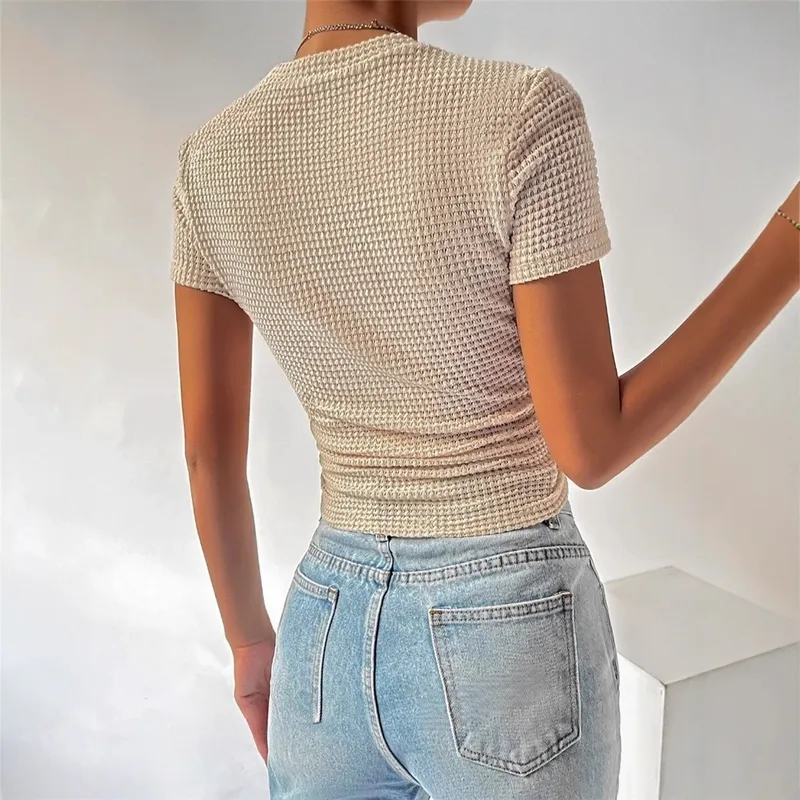 Women's Adults T-shirt Pullovers Short Sleeve T-Shirts European And American Wind Streetwear Solid Color