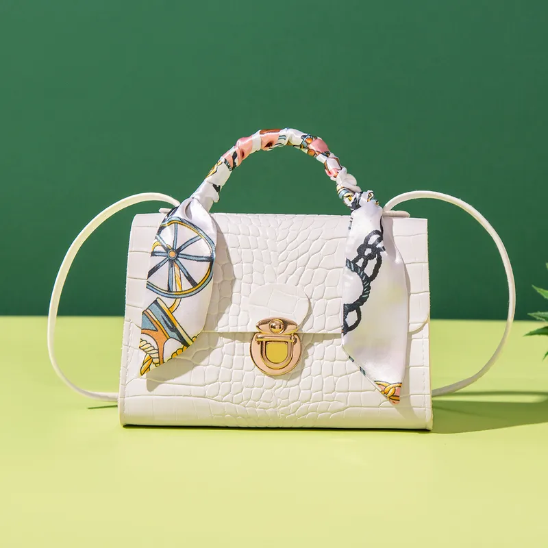 Women's PU Printing Solid Color Classic Style Streetwear Square Lock Clasp Shoulder Bag Handbag Square Bag