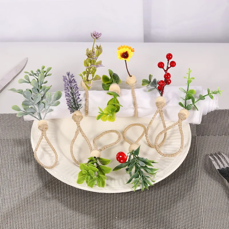 Elegant Pastoral Flower Wood Napkin Ring 1 Piece