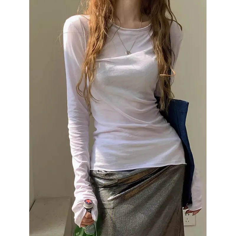 Women's Adults T-shirt Pullovers Long Sleeve T-Shirts Temperament Commuter Commute Style Solid Color