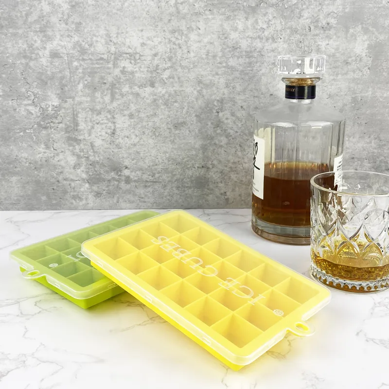 Silicone Ice Tray 24 Grid With Lid Household Refrigerator Ice Maker Ice Tray Ice Cube Mold Square Ice Box Factory In Stock