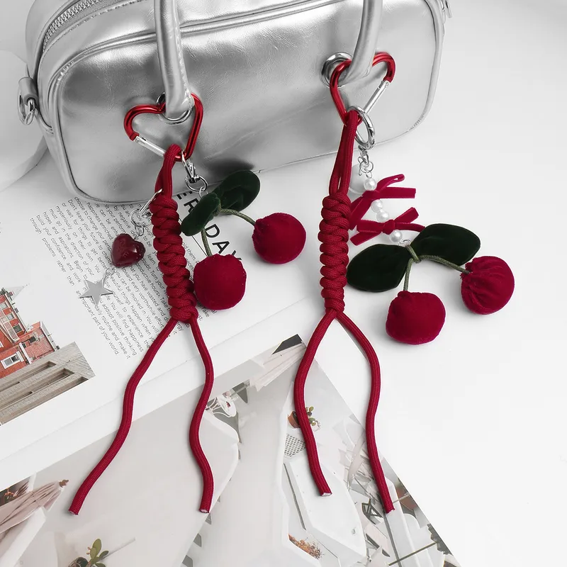 1 Piece Cute Sweet Star Cherry Heart Shape Polyester Velvet Band Zinc Alloy Women's Bag Pendant Keychain
