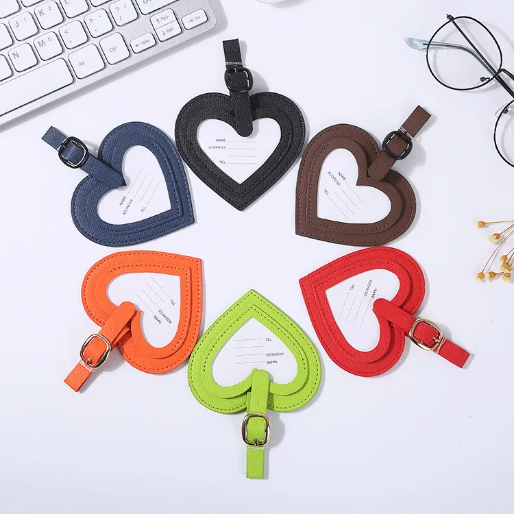 In Stock Color PU Love Heart Bag Anti-lost Simple Luggage Tag Consignment Listing Factory Direct Sales