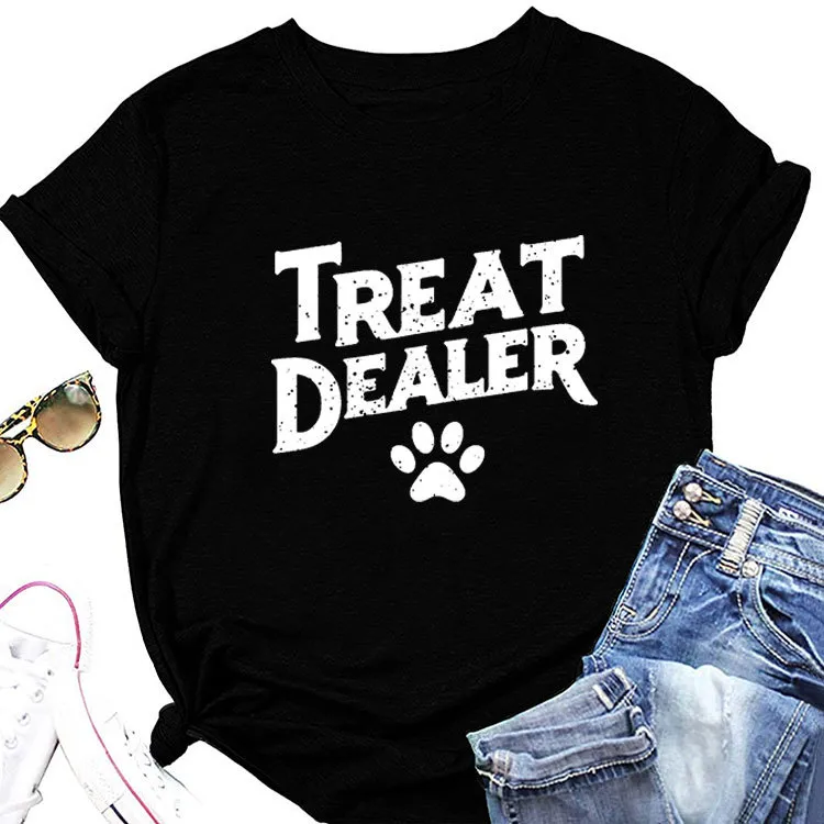 Women's T-shirt Pullovers Short Sleeve T-Shirts European And American Wind Temperament Commuter Letter