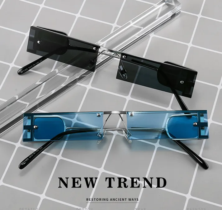 Basic Modern Style Simple Style Square Ac Tinted Lenses Square Frameless Glasses
