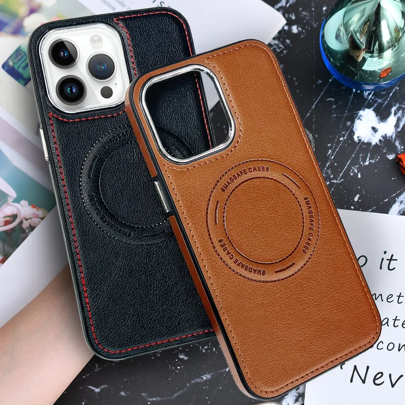 Zhichen New Magnetic Anti-Fall Shell For Iphone15 Phone Case Apple 14 High-Grade Leather Protective Cover In Stock