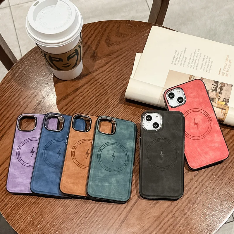 For Apple 14pro Max Phone Case Solid Color Premium Magnetic Holster Iphone13 Anti-Fingerprint Protective Case