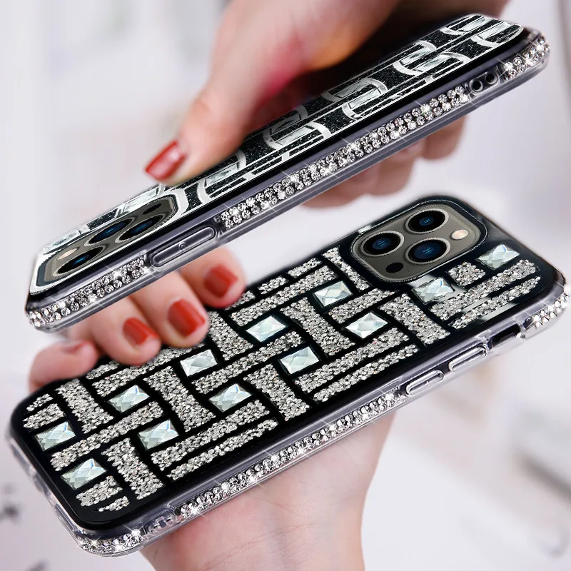 Zhichen Foreign Trade New Big Brand Applicable Mobile Phone Shell For IPhone 13Promax Maze Rhinestone Side With Diamond Protective Cover