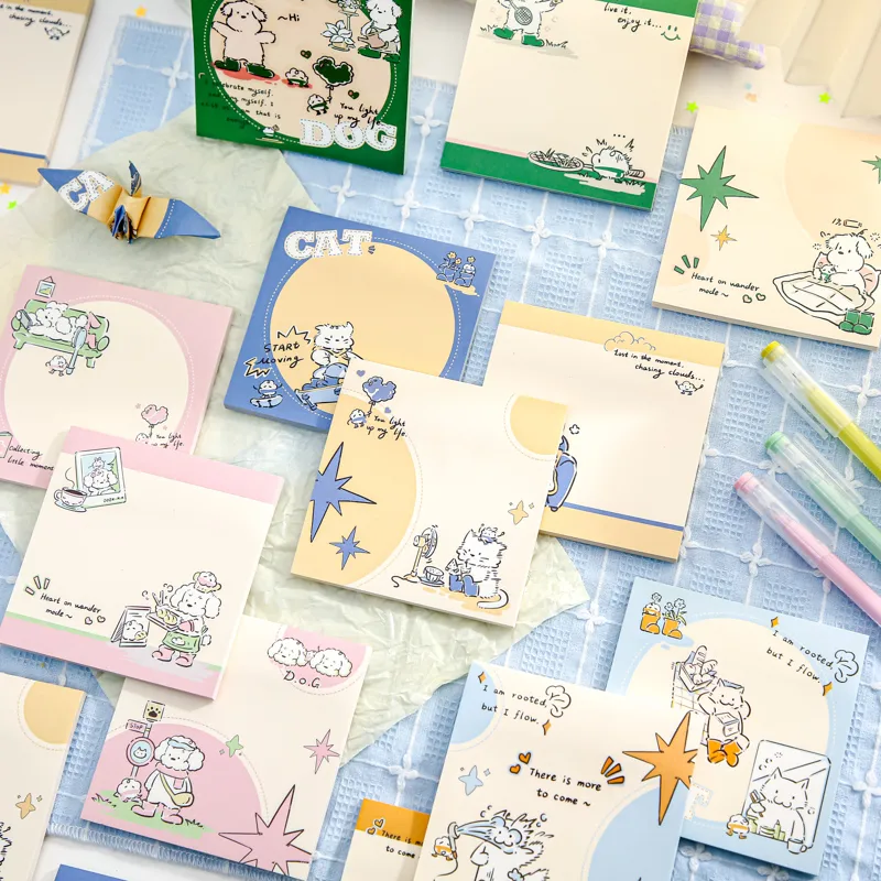 1 Piece Animal Cartoon Cat Class Learning School Paper Cartoon Style Cute Preppy Style Sticky Note
