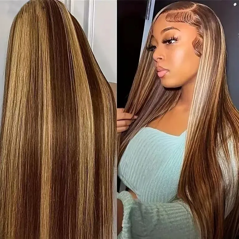 Unisex Simple Style Casual Holiday Weekend Real Hair Homogeneous And Oblique Straight Hair Long Straight Hair Wigs