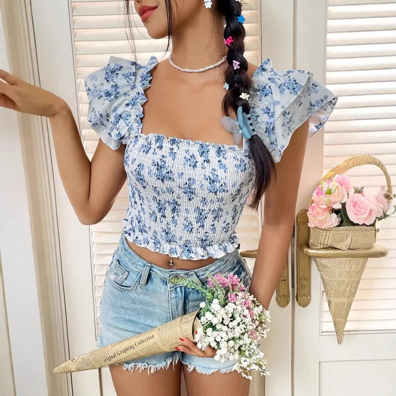 Women's Shirt Sleeveless Blouses Casual Streetwear Ditsy Floral