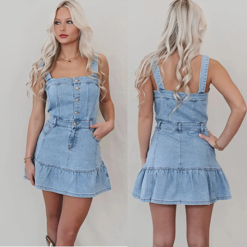 Women's Strap Dress Cowboy Style Classic Style Boat Neck Strap Sleeveless Solid Color Above Knee Daily