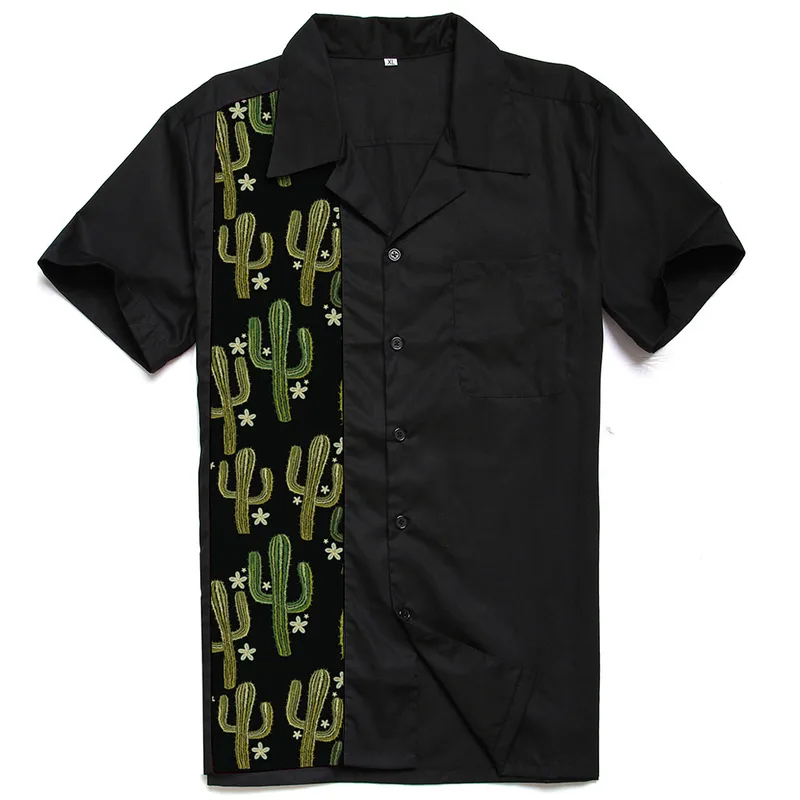 Men's Cardigan Shirt Short Sleeve Men's Casual Shirts Punk Contrast Collar