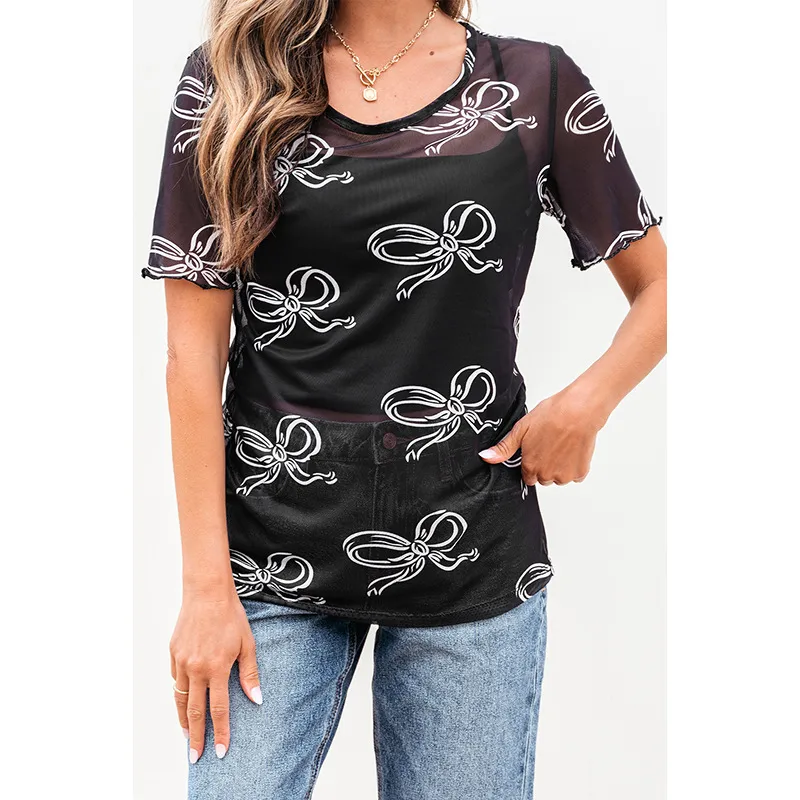 Women's T-shirt Short Sleeve T-Shirts Simple Style Streetwear Bow Knot